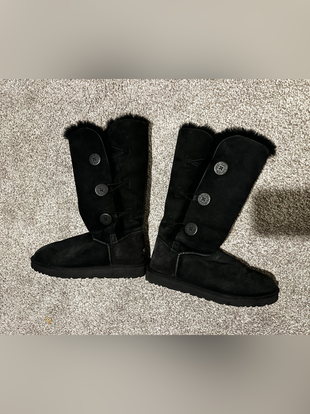 UGG Black Suede Bailey Button triplet tall  Boots
